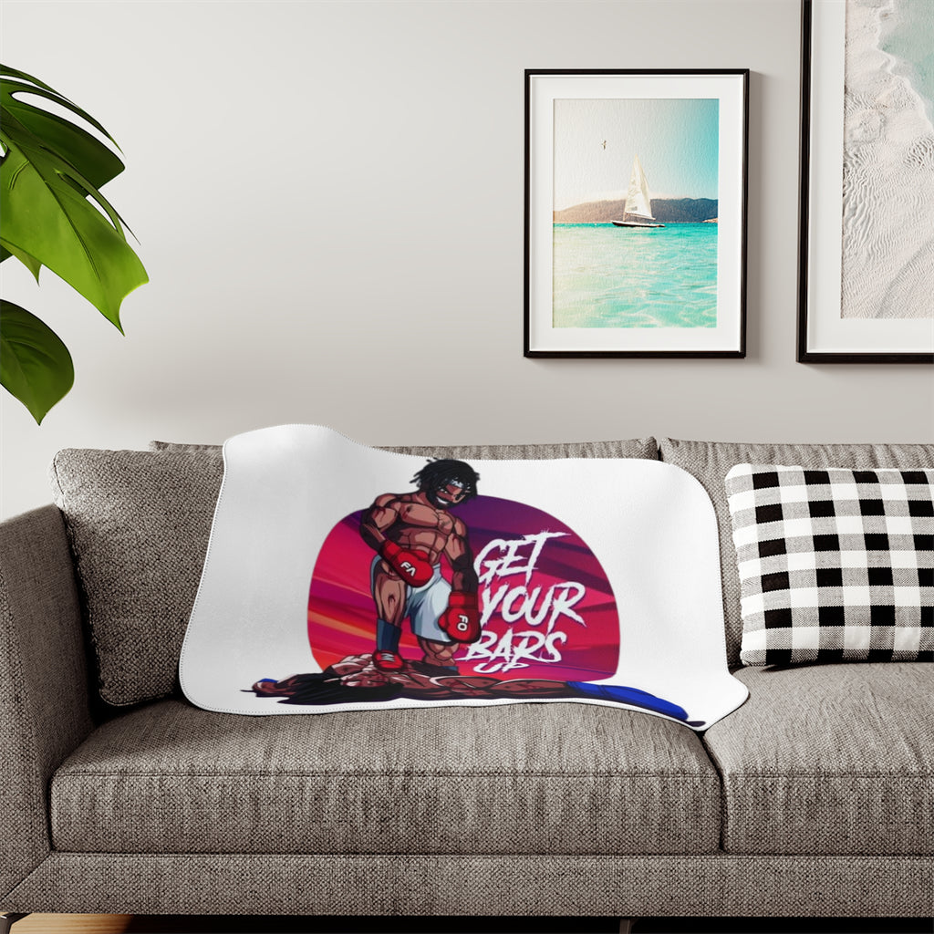 Get Your Bars Up Sherpa Blanket — Motivational Boxing Design