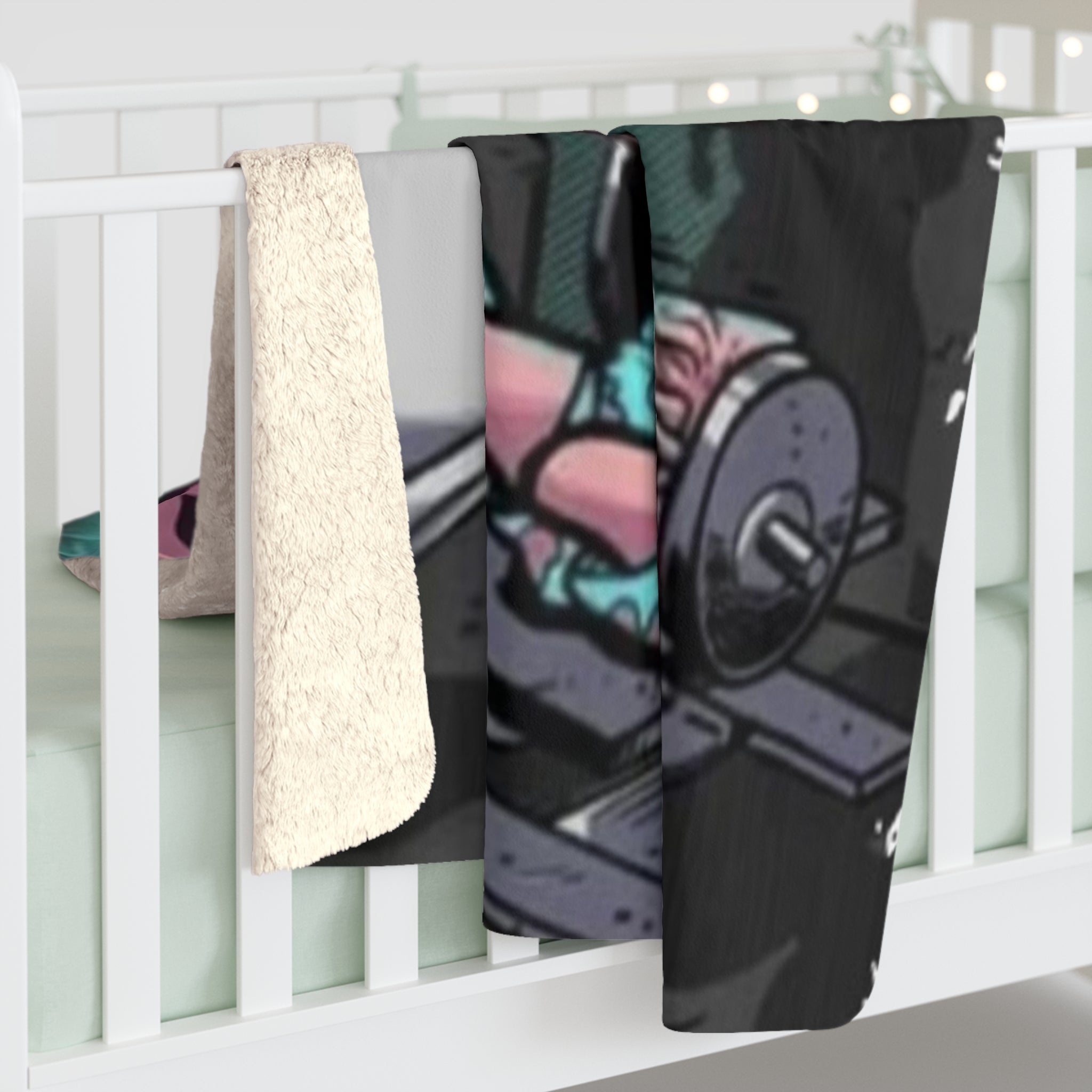 Sherpa Fleece Blanket — 'B.A.R.S.' Gym Cartoon Muscle Funny Workout Throw