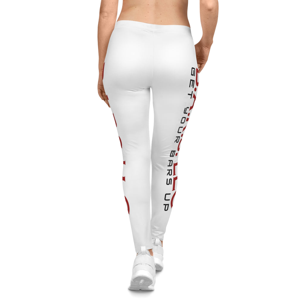 Get Your Bars Up Women's Leggings — White Side-Text Fitness Leggings