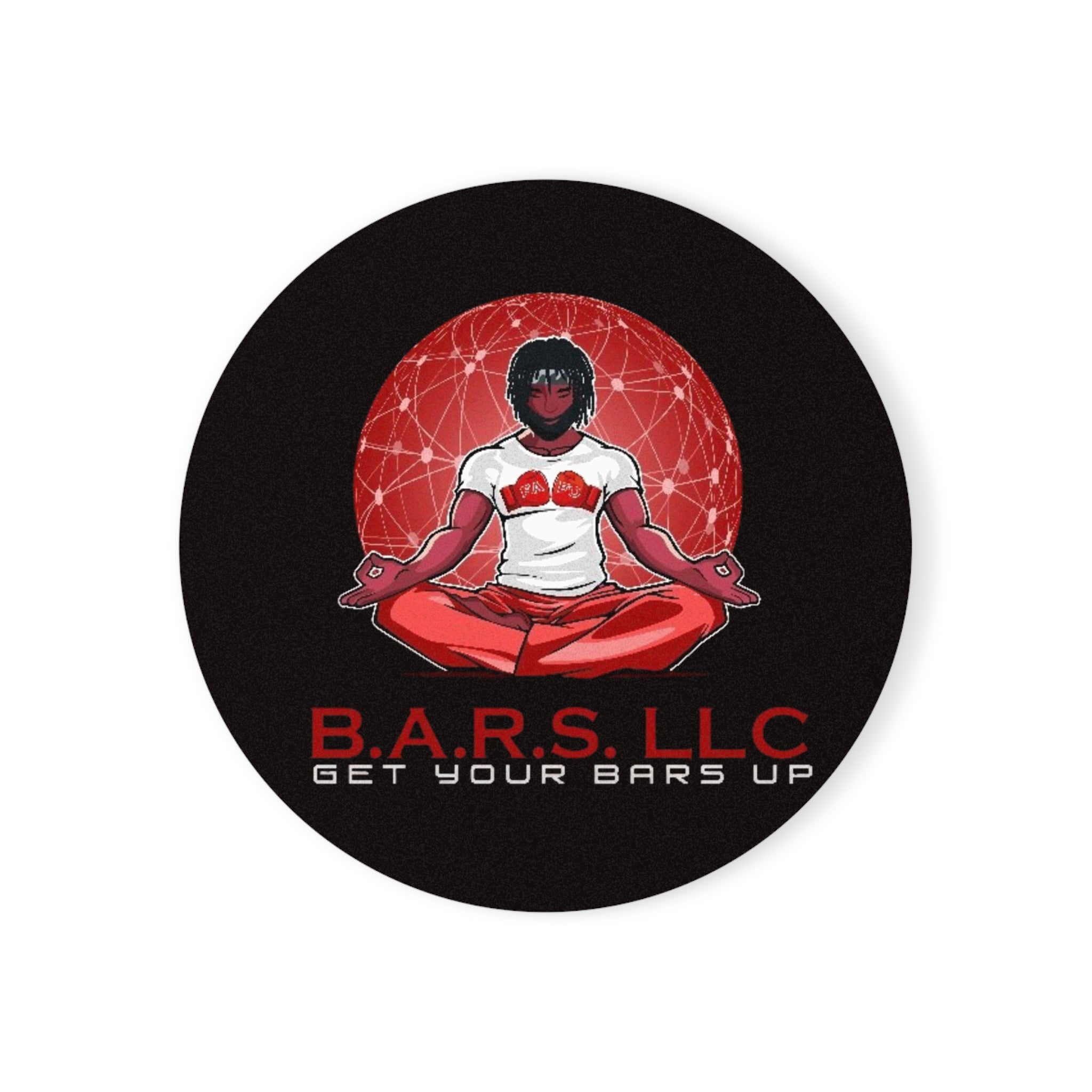 B.A.R.S. LLC Cork Back Coaster — Get Your Bars Up Meditation Drink Coaster