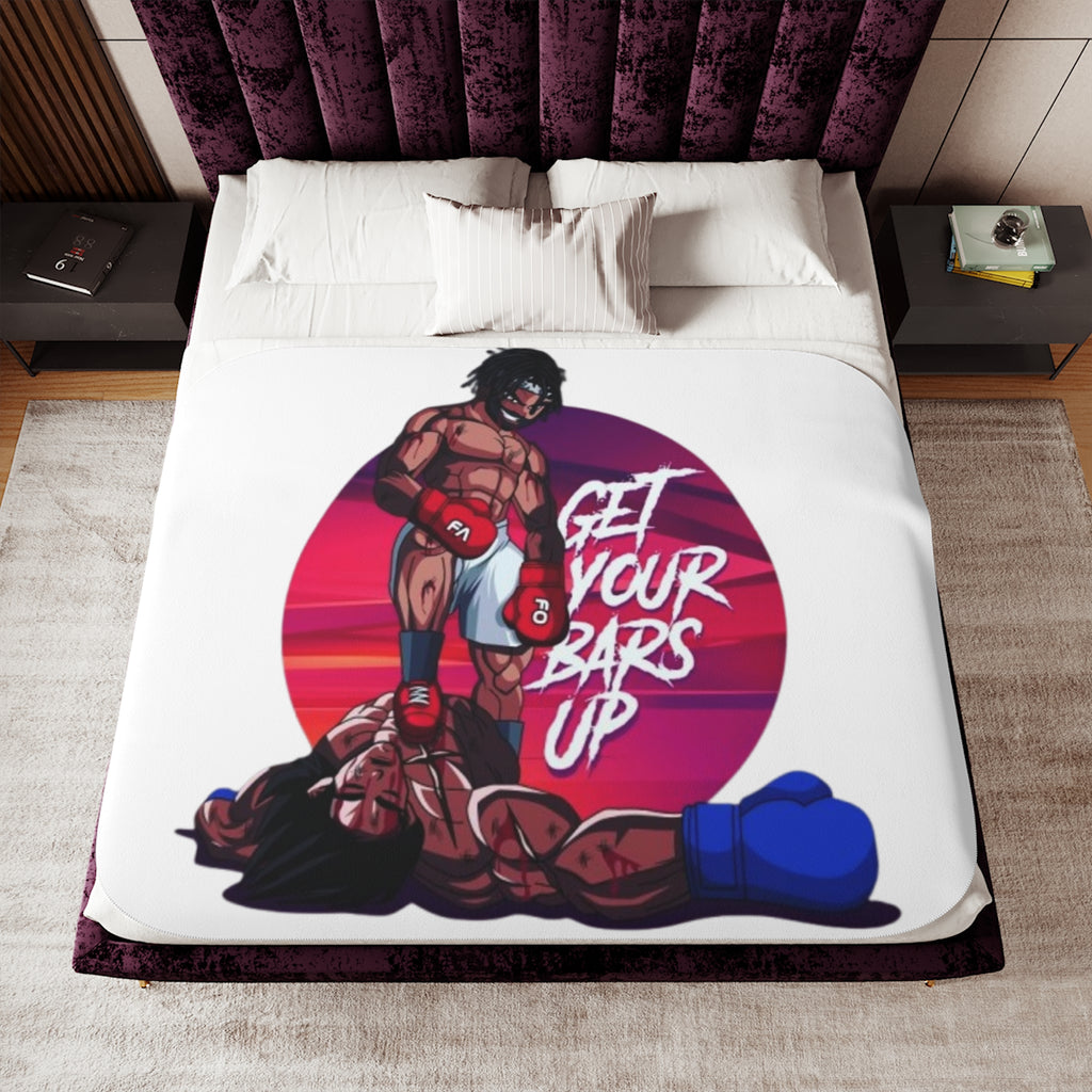 Get Your Bars Up Sherpa Blanket — Motivational Boxing Design