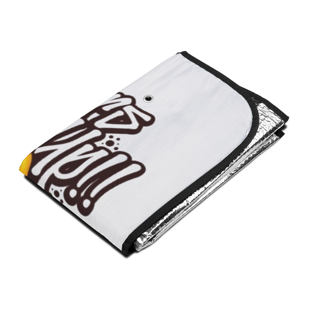 Car Sun Shade — "Get Your Gains Up!" Funny Fruit Gym Cartoon Windshield Cover