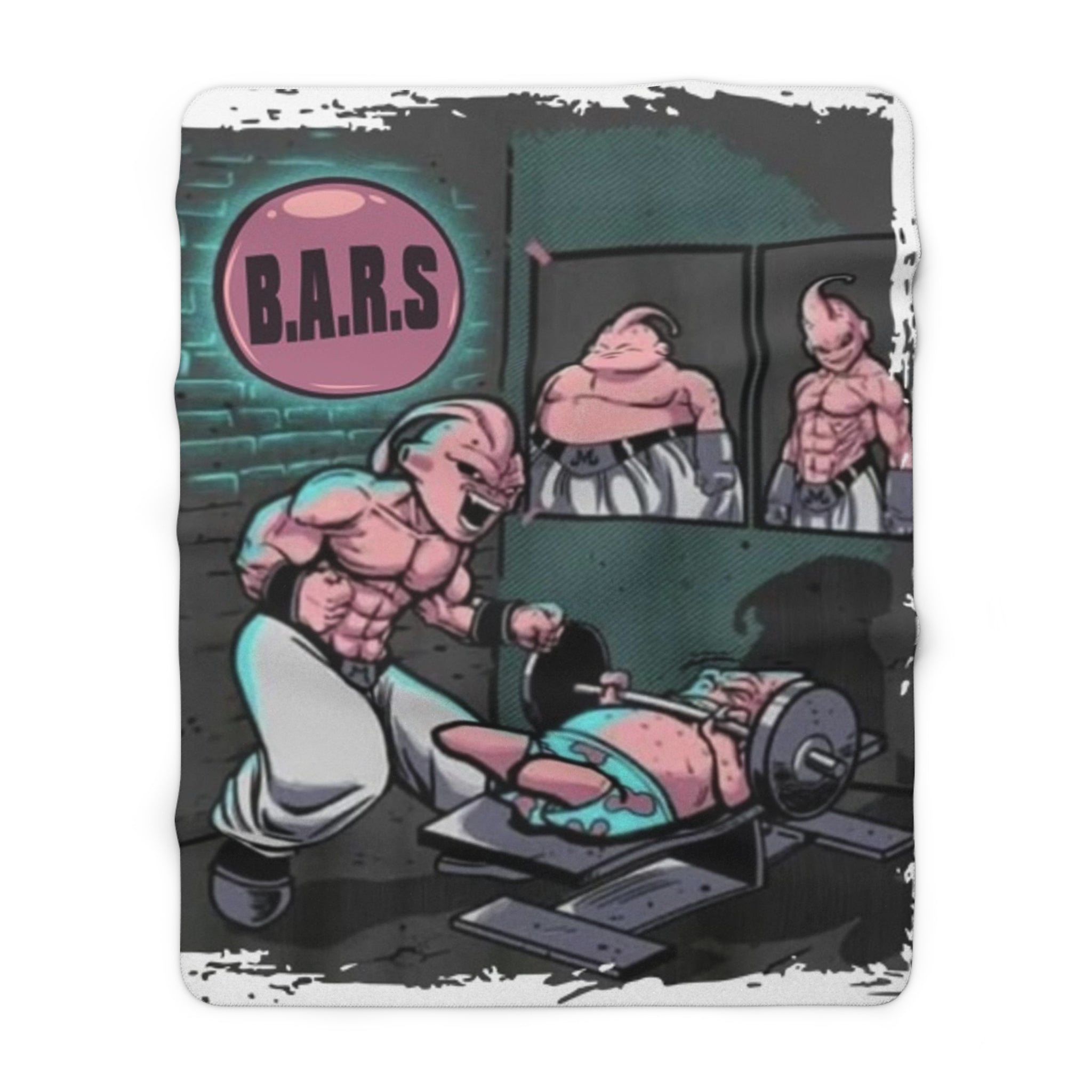 Sherpa Fleece Blanket — 'B.A.R.S.' Gym Cartoon Muscle Funny Workout Throw