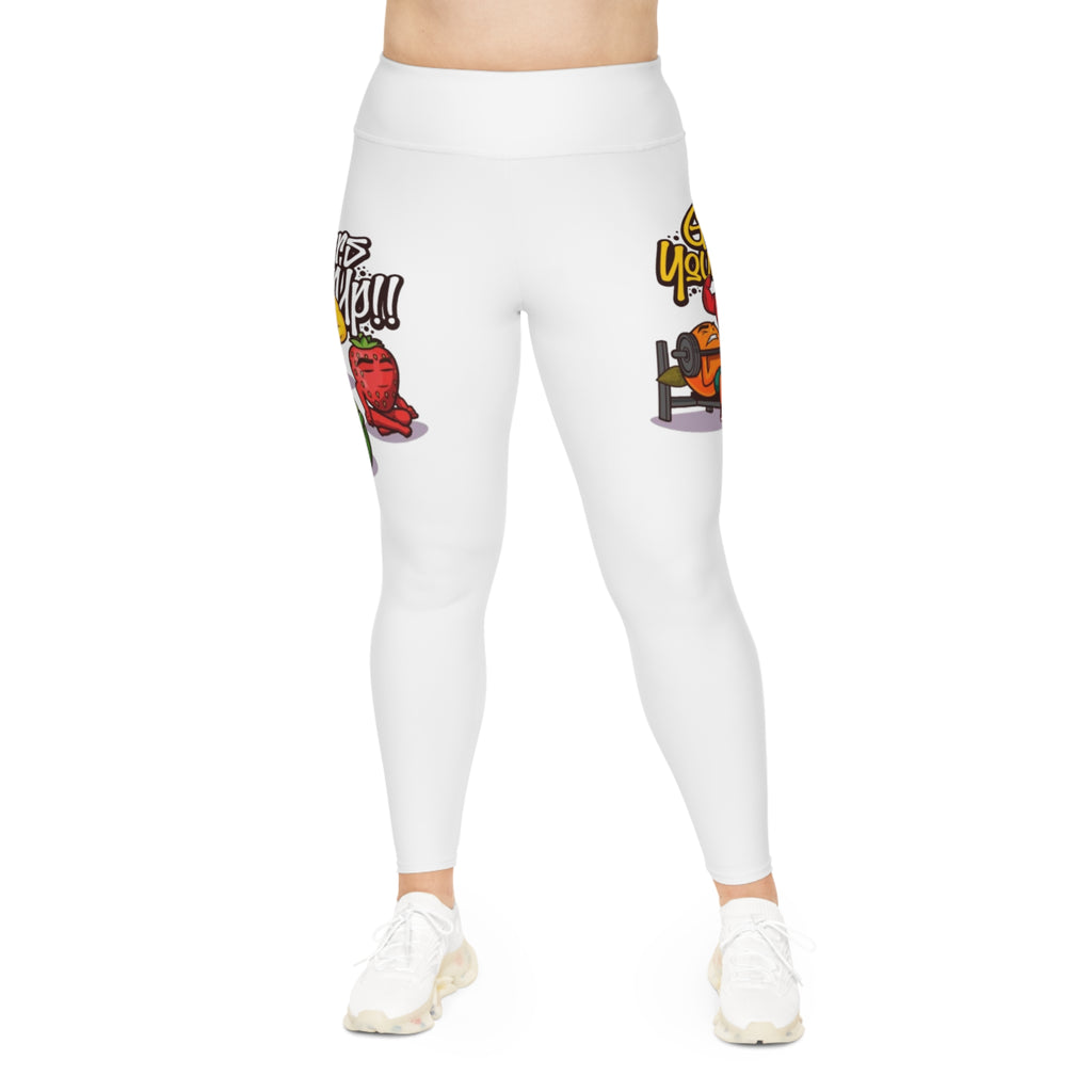 Plus Size Leggings — Urban Cartoon 'Get Your Bars Up' All-Over Print