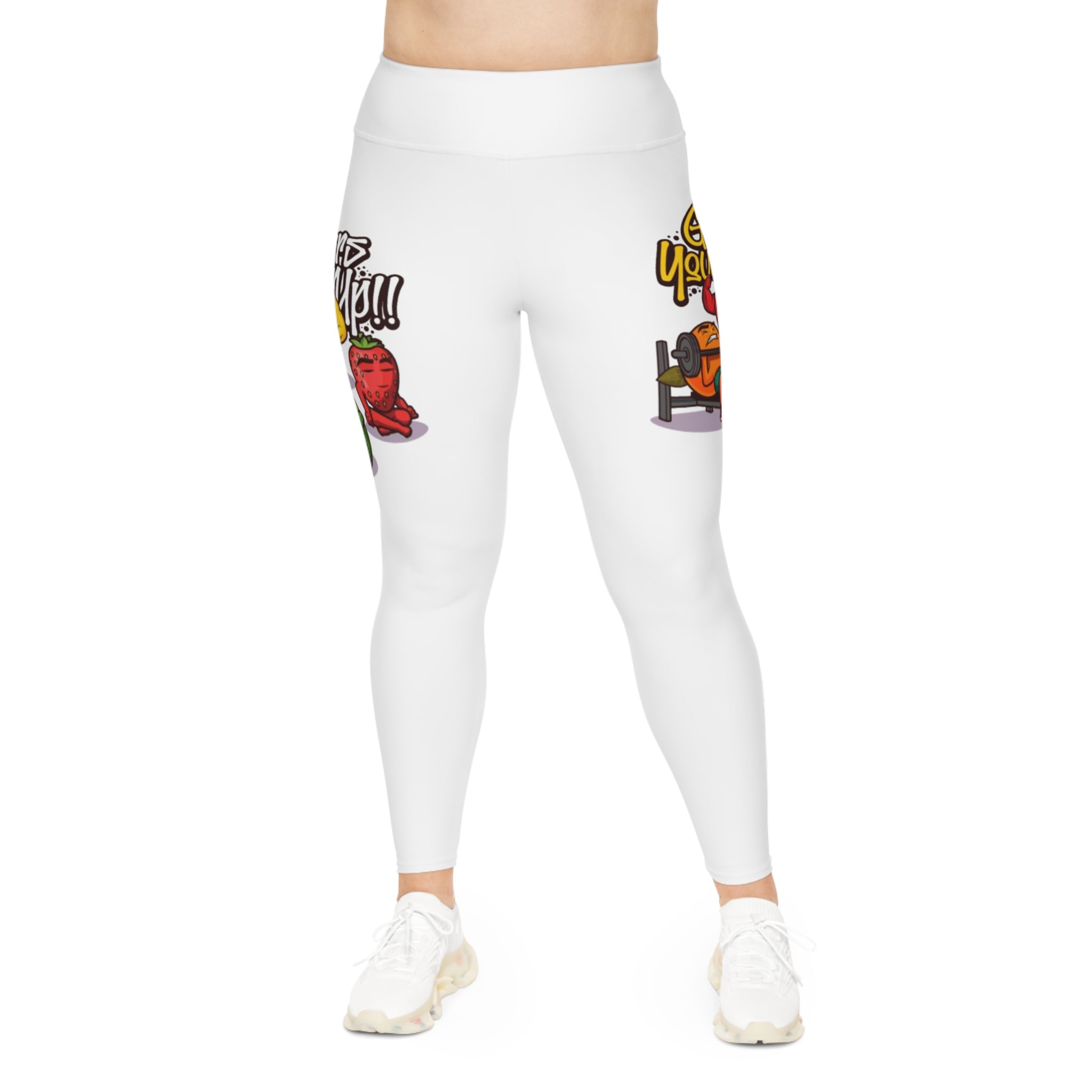 Plus Size Leggings — Urban Cartoon 'Get Your Bars Up' All-Over Print