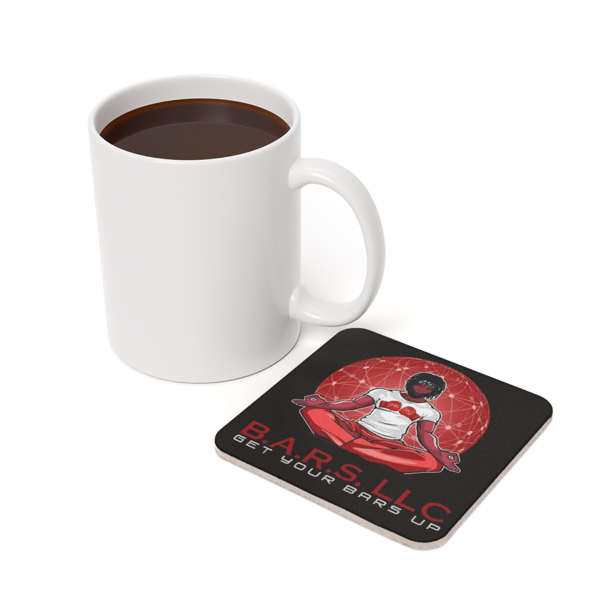 B.A.R.S. LLC Cork Back Coaster — Get Your Bars Up Meditation Drink Coaster