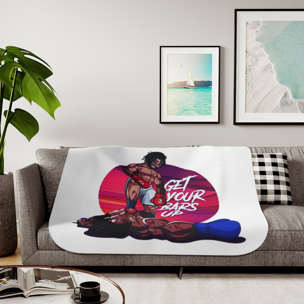 Get Your Bars Up Sherpa Blanket — Motivational Boxing Design