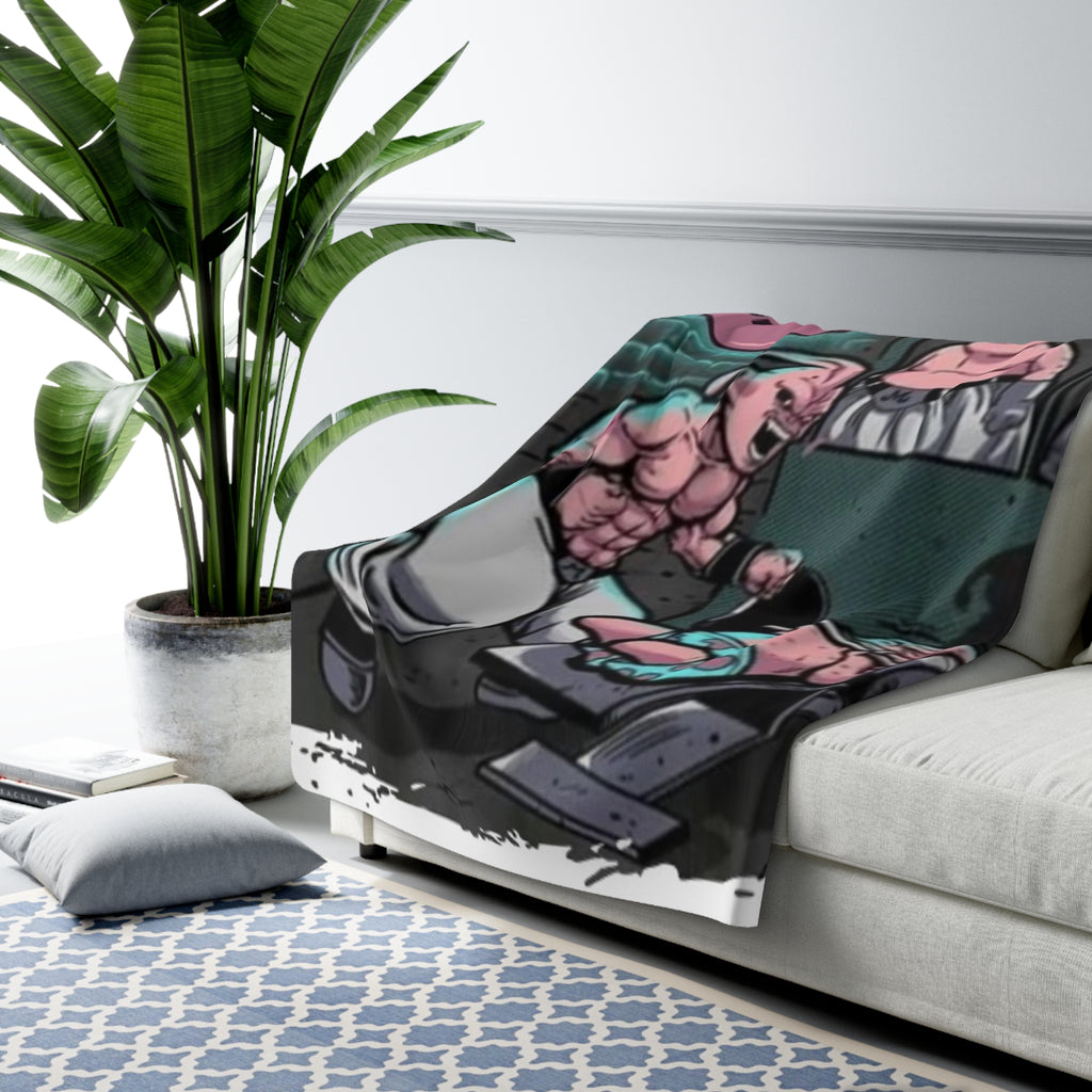 Sherpa Fleece Blanket — 'B.A.R.S.' Gym Cartoon Muscle Funny Workout Throw