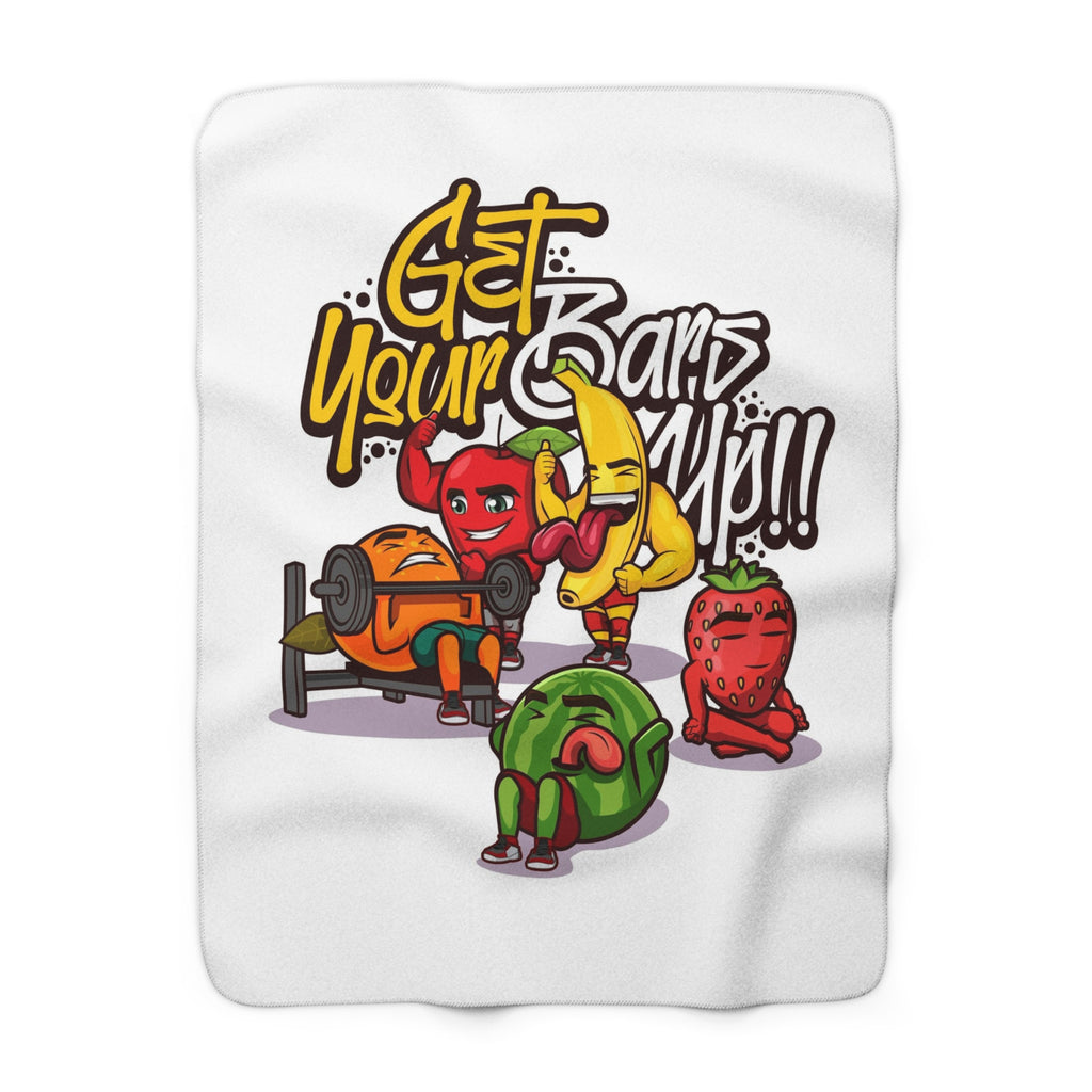 Get Your Gains Sherpa Blanket — Funny Fruit Gym Workout Throw
