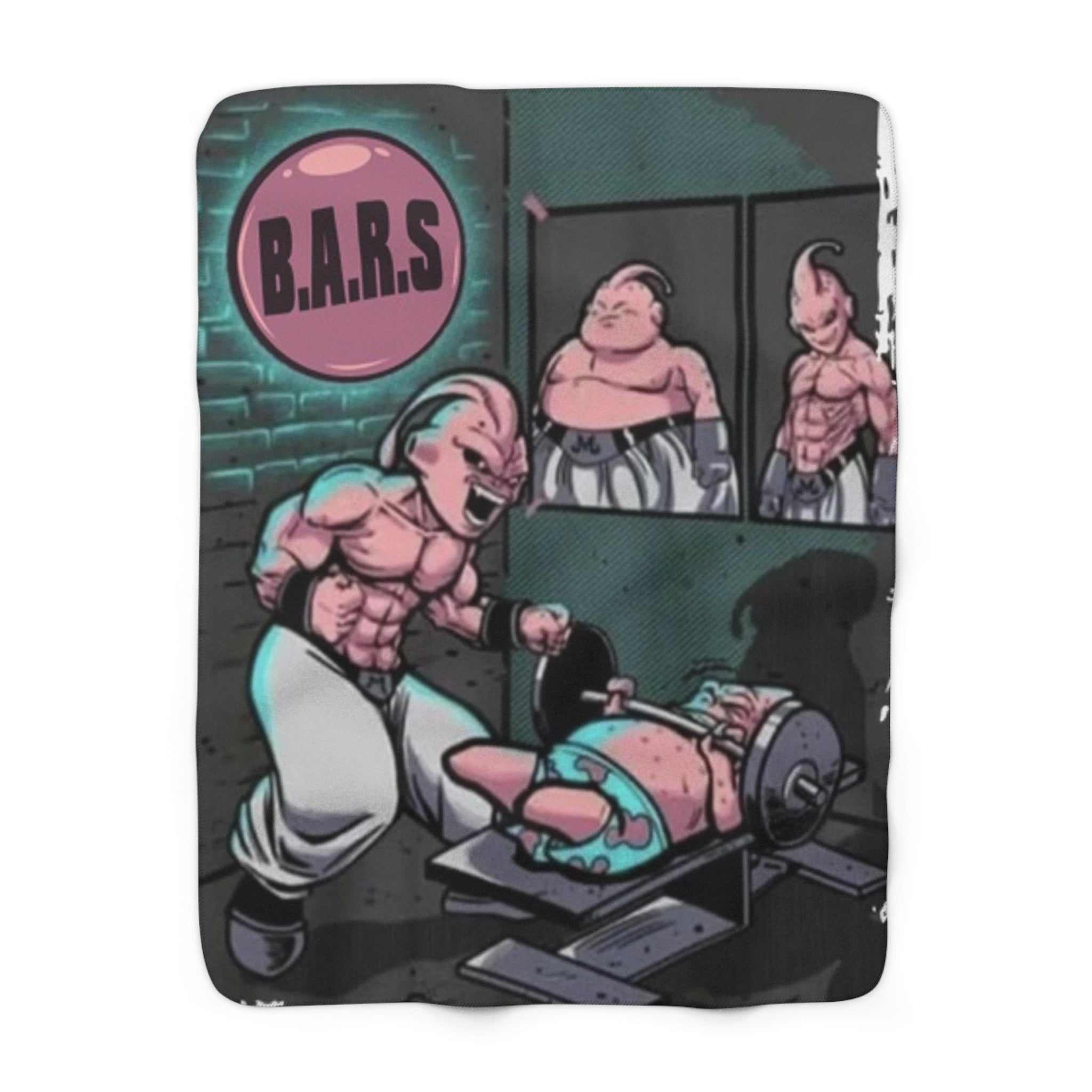 Sherpa Fleece Blanket — 'B.A.R.S.' Gym Cartoon Muscle Funny Workout Throw