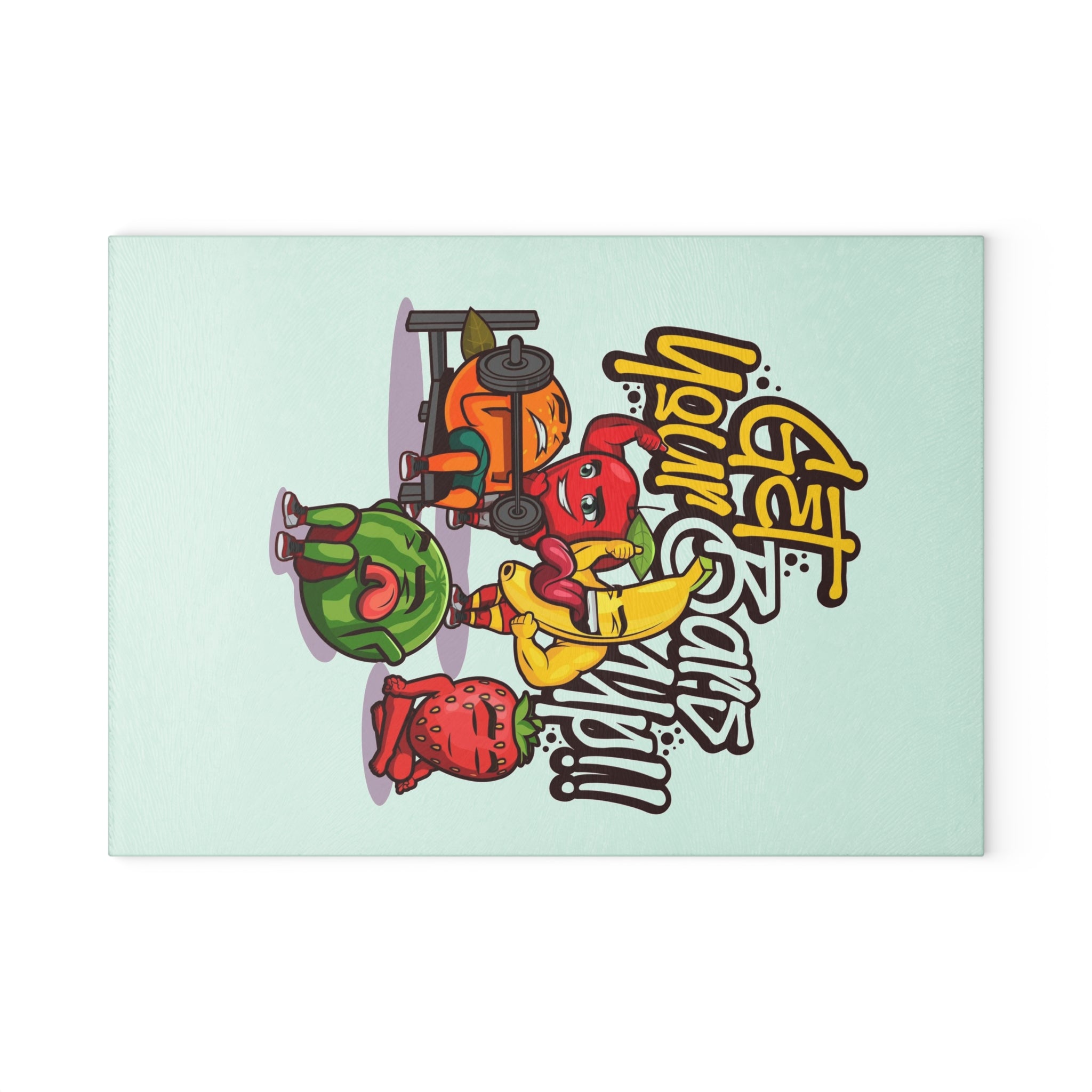 Glass Cutting Board — Funky Fruit Crew Design (Eat Your Veggies)