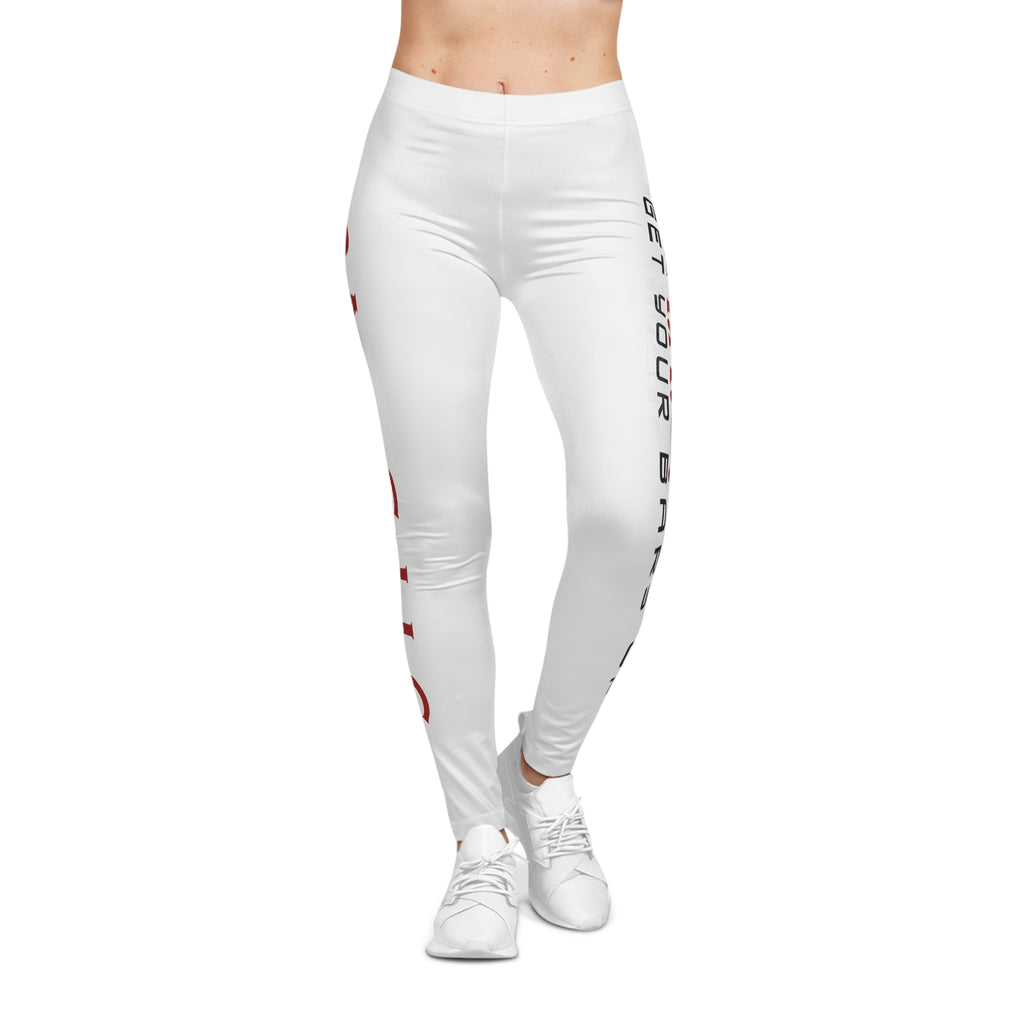 Get Your Bars Up Women's Leggings — White Side-Text Fitness Leggings