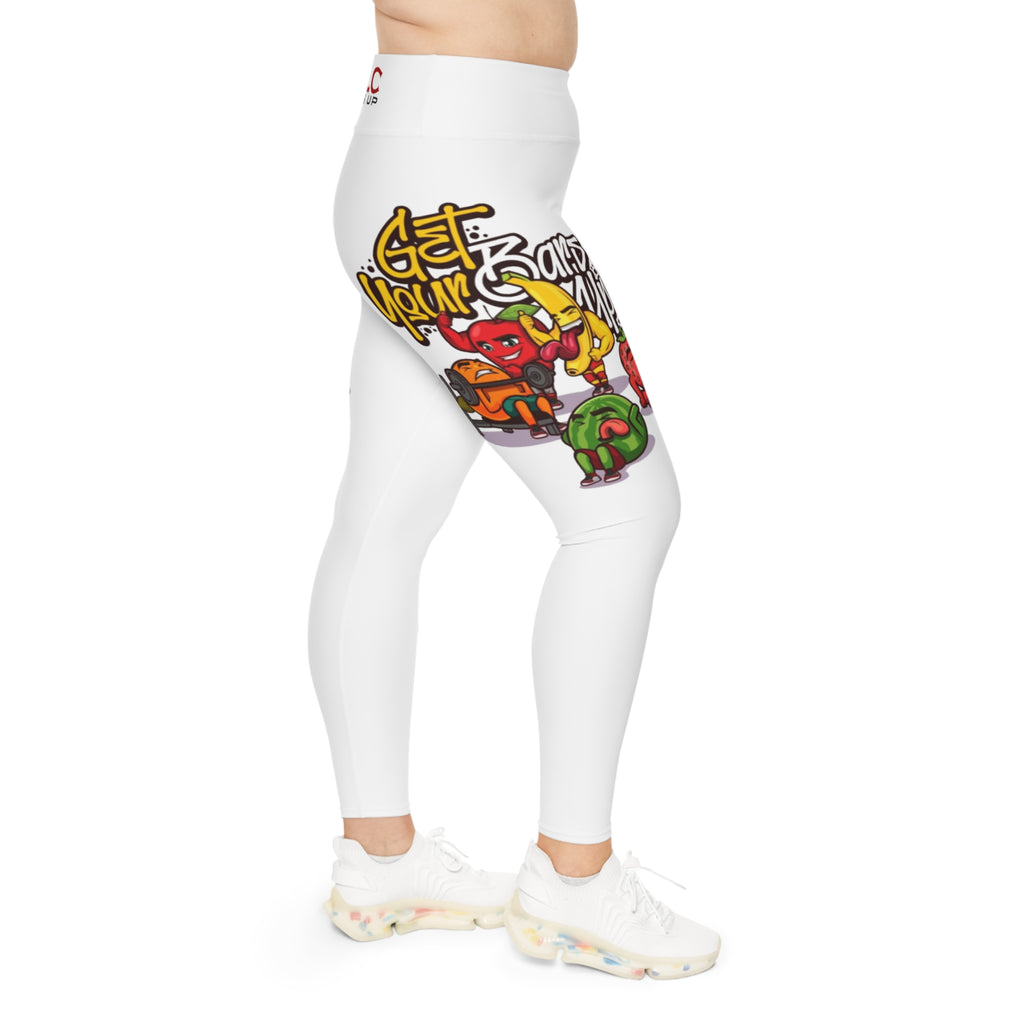 Plus Size Leggings — Urban Cartoon 'Get Your Bars Up' All-Over Print