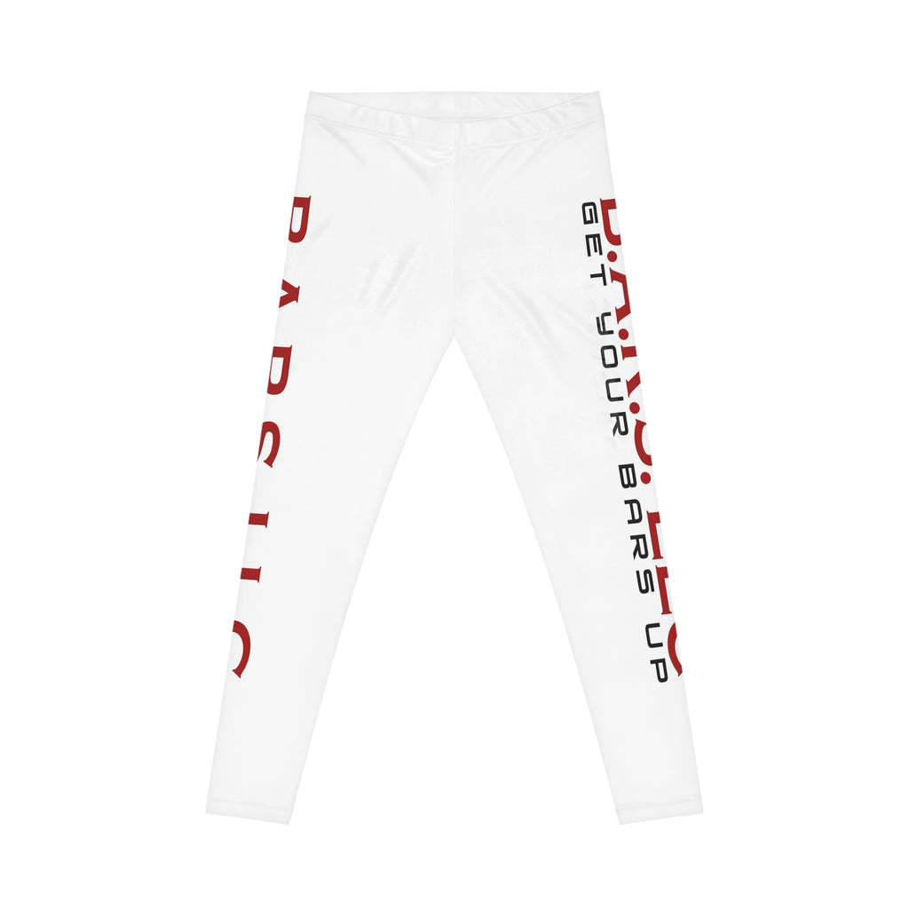 Get Your Bars Up Women's Leggings — White Side-Text Fitness Leggings
