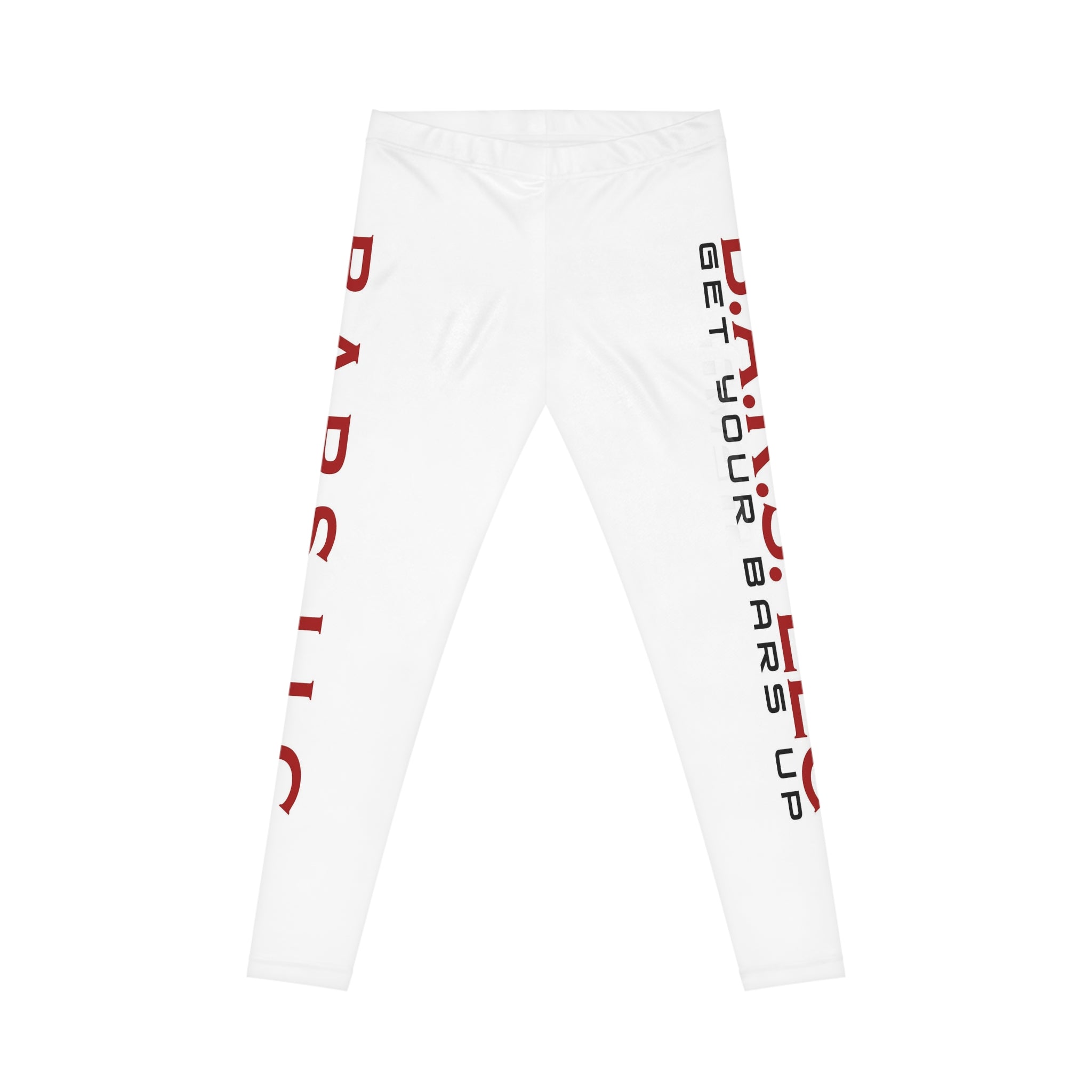 Get Your Bars Up Women's Leggings — White Side-Text Fitness Leggings