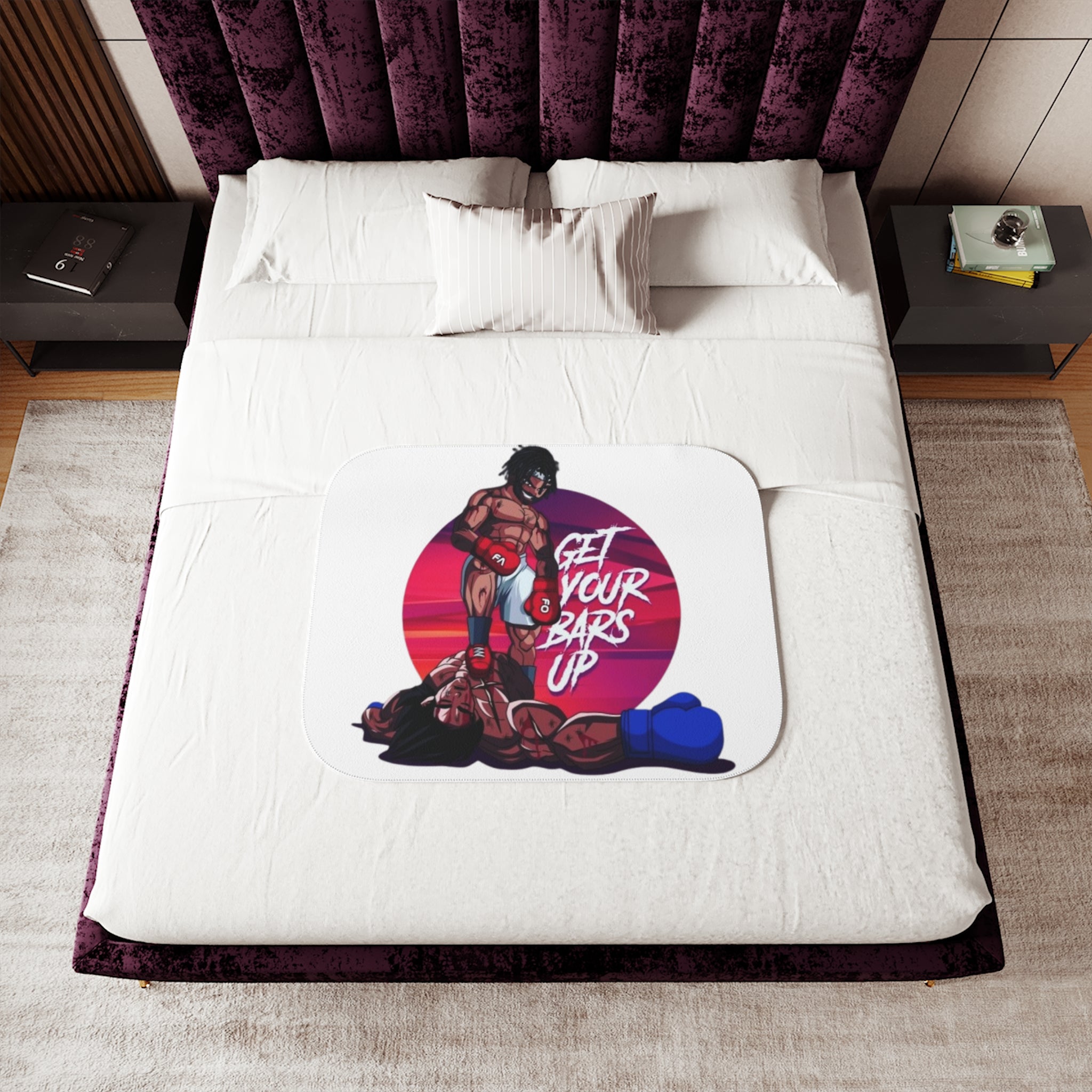 Get Your Bars Up Sherpa Blanket — Motivational Boxing Design