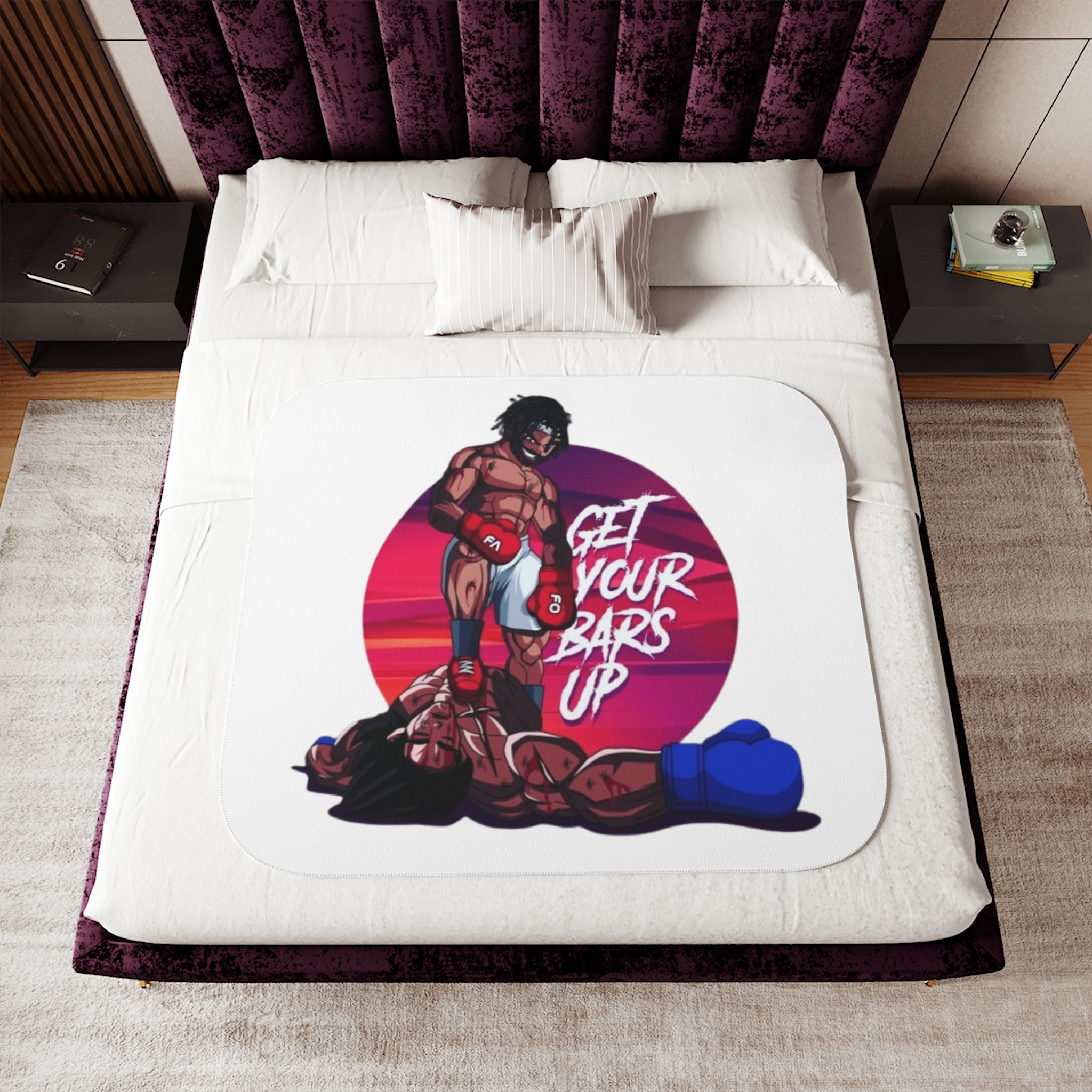 Get Your Bars Up Sherpa Blanket — Motivational Boxing Design